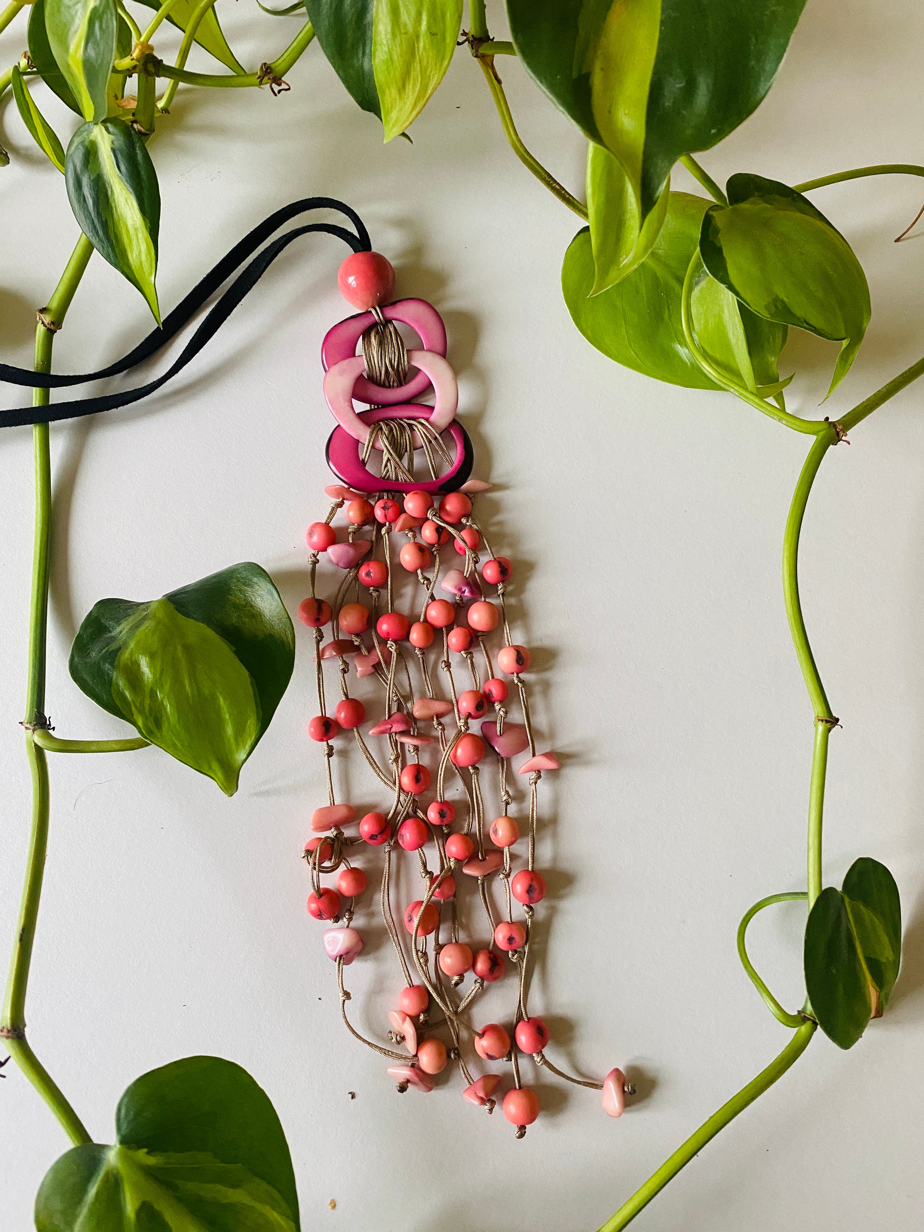 Pink Rings Tagua Necklace